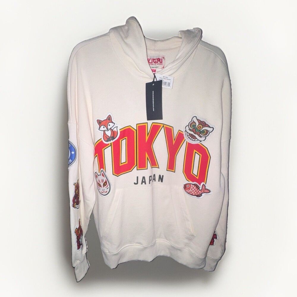 BrandMakers x Ikigai Tokyo Japan Patch Cream Hoodie Size M (NEW WITH TAGS)